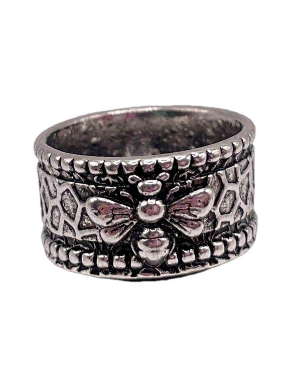Boho Bumble Bee and Flower Band Ring #802.5